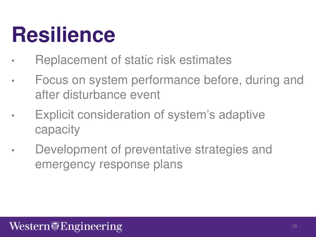 resilience replacement of static risk estimates