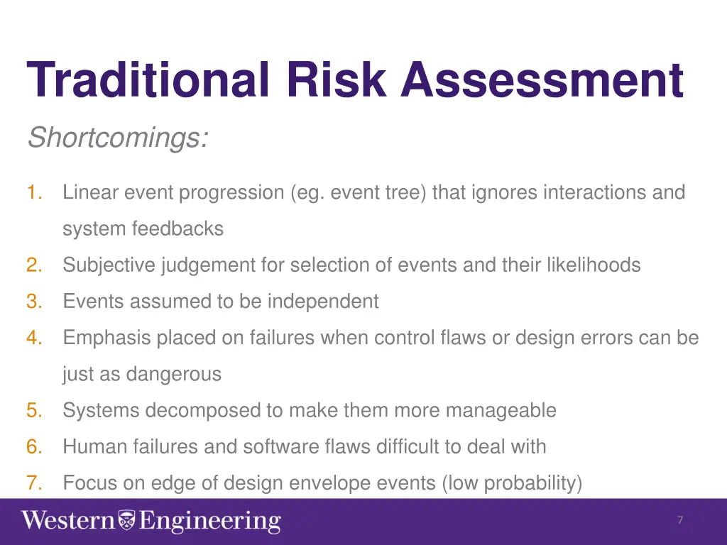 traditional risk assessment shortcomings