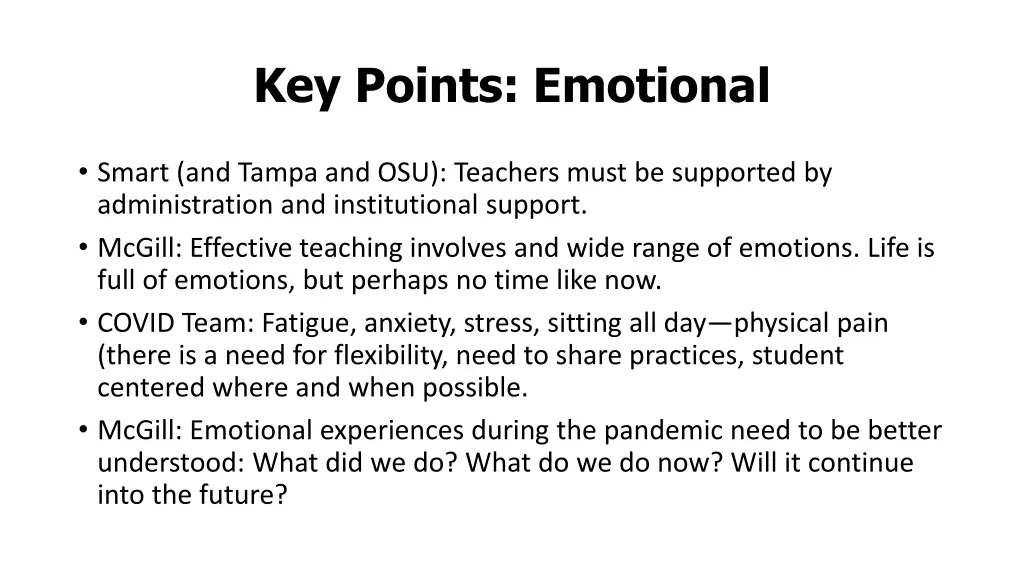 key points emotional