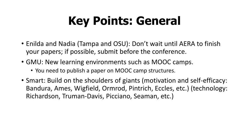 key points general