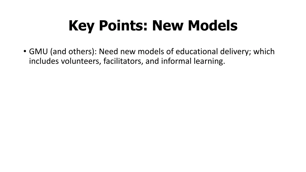 key points new models