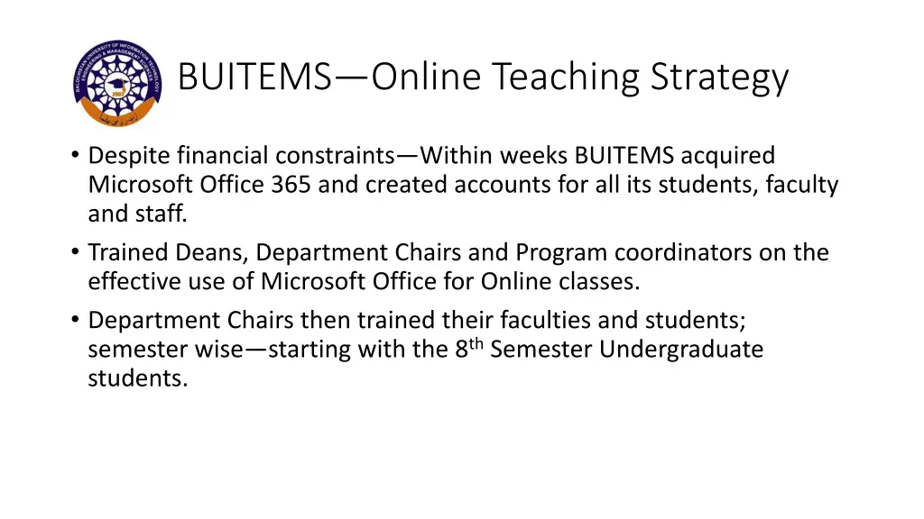 buitems online teaching strategy
