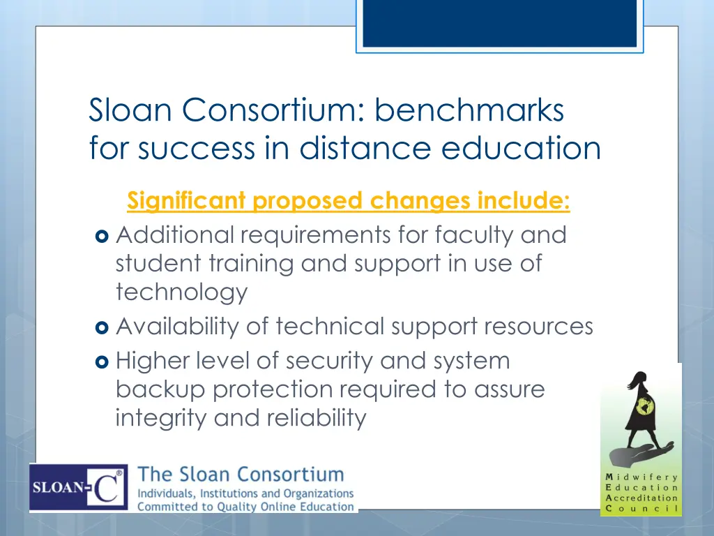 sloan consortium benchmarks for success
