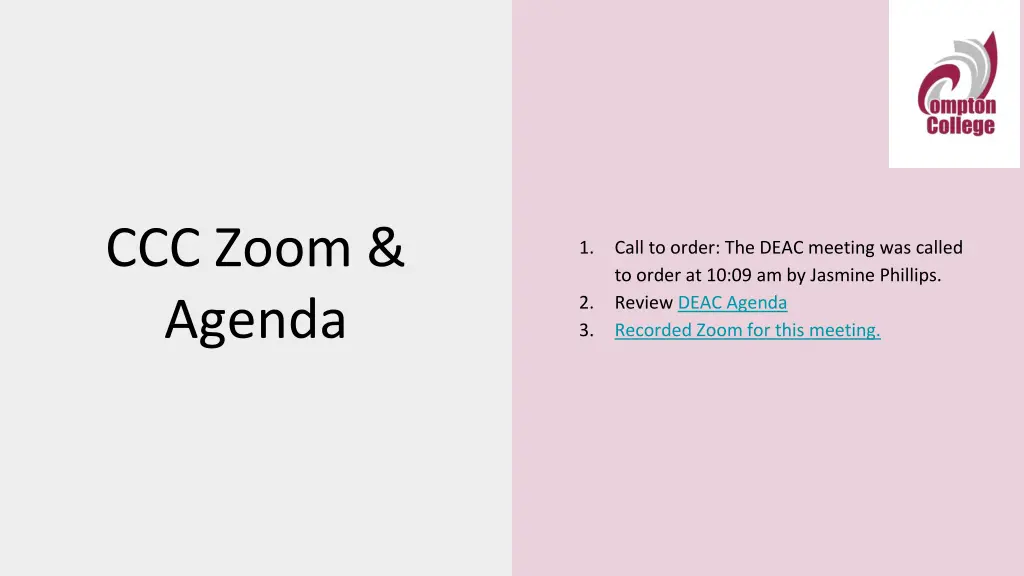 ccc zoom agenda