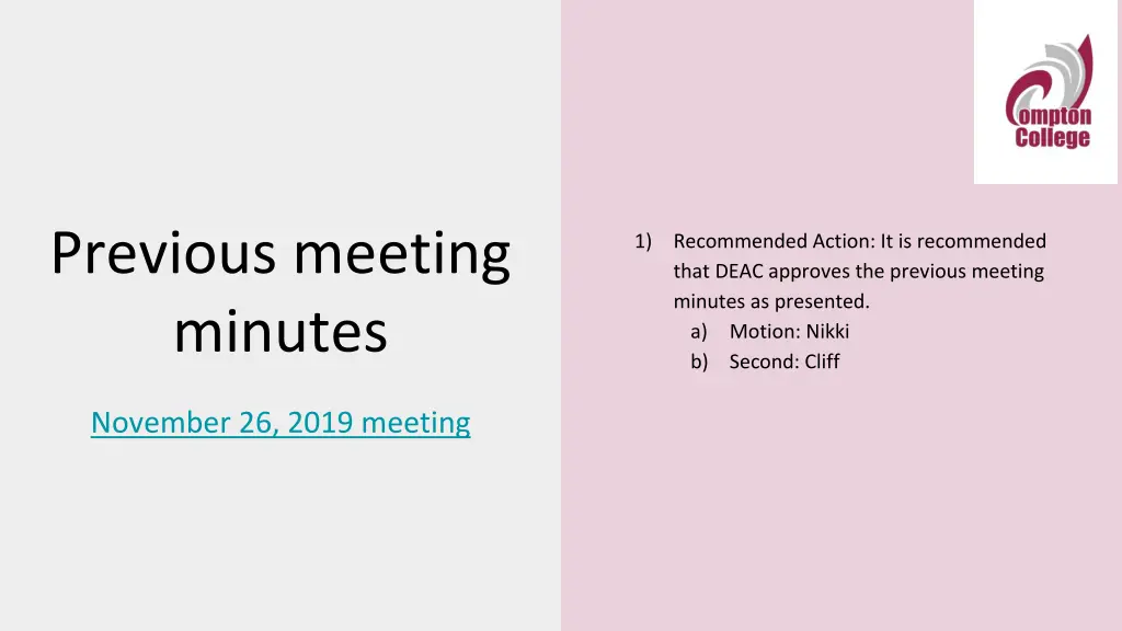 previous meeting minutes