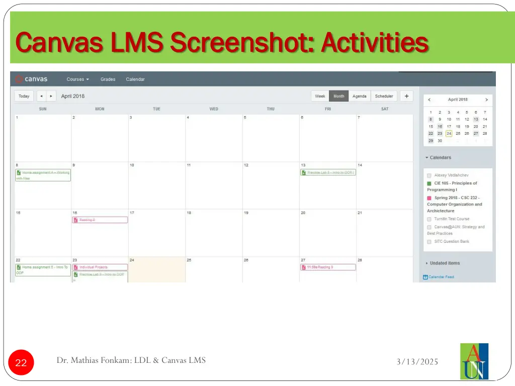 canvas lms screenshot activities canvas