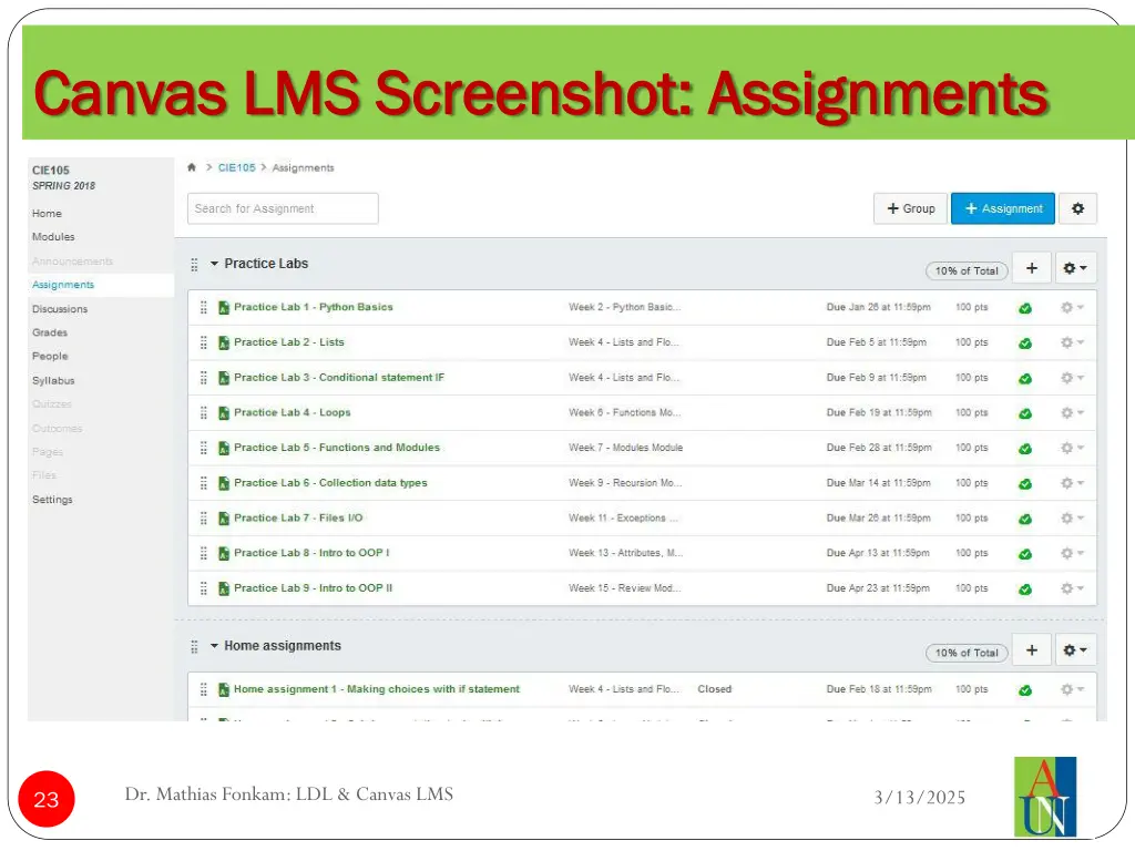 canvas lms screenshot assignments canvas