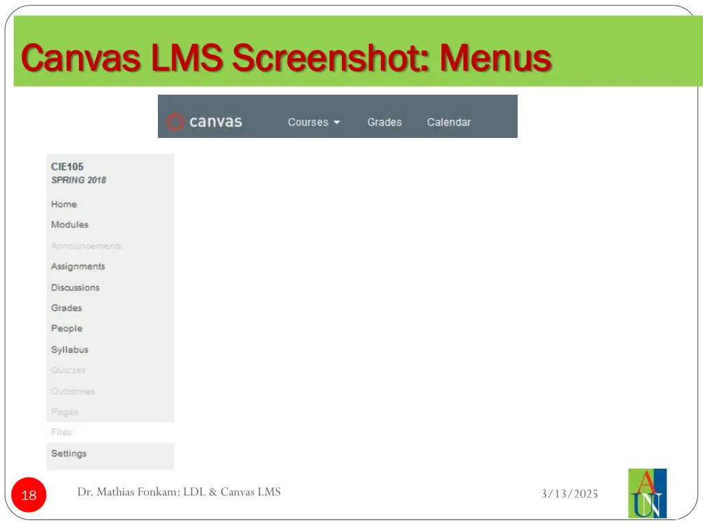 canvas lms screenshot menus canvas lms screenshot