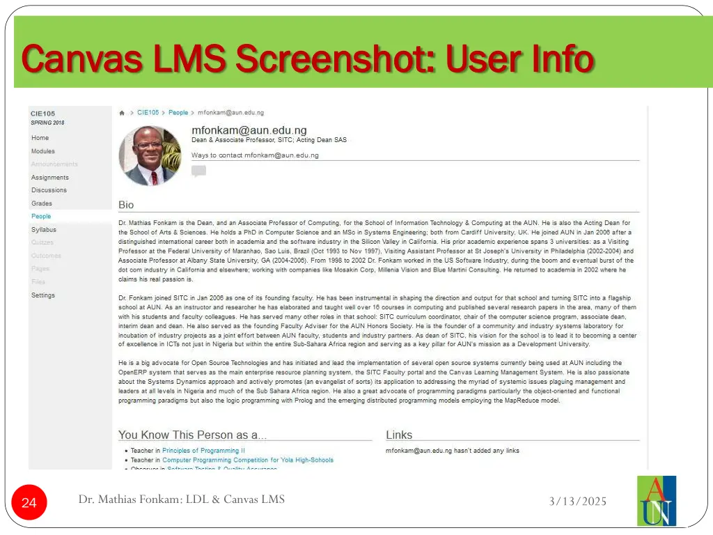 canvas lms screenshot user info canvas
