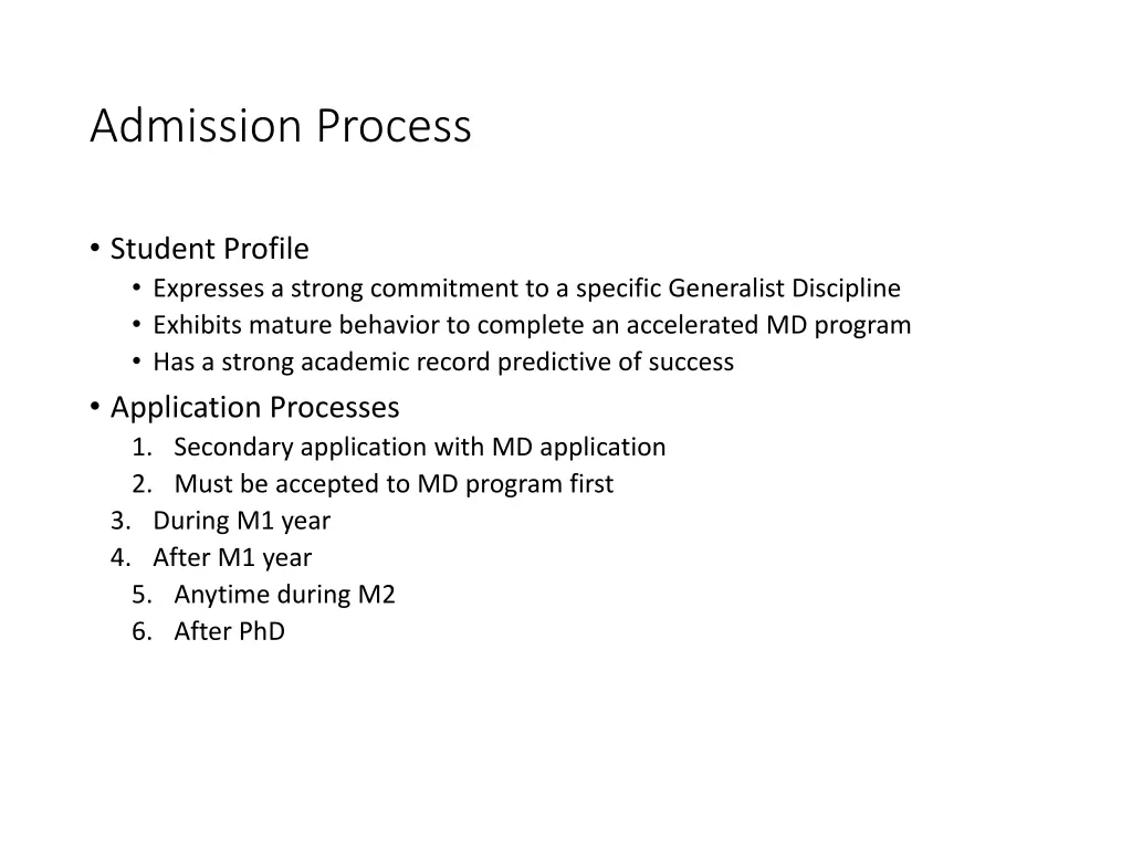 admission process