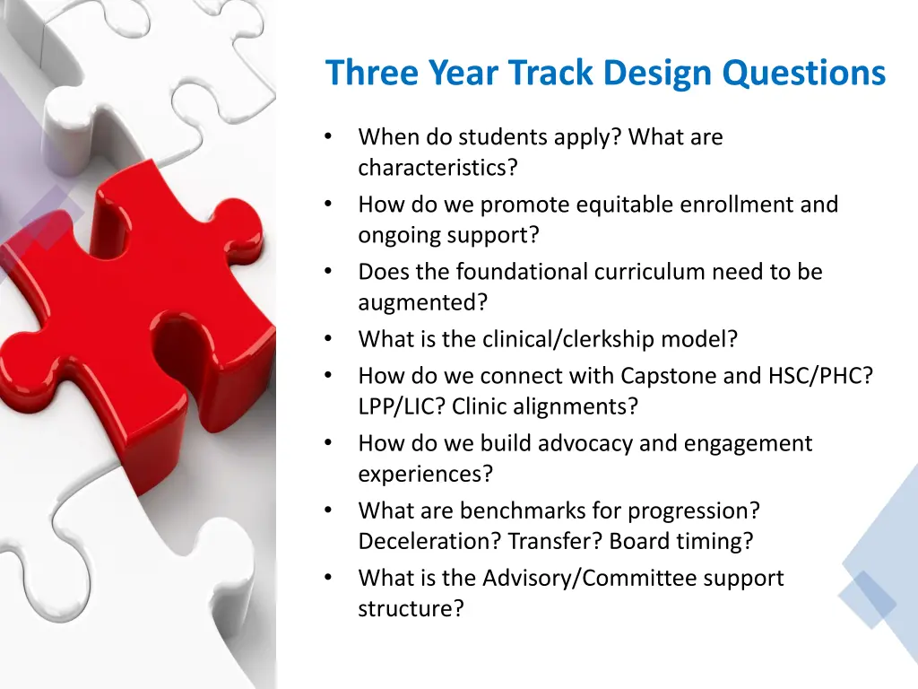 three year track design questions