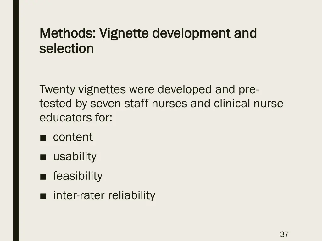 methods vignette development and methods vignette