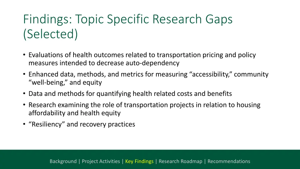 findings topic specific research gaps selected