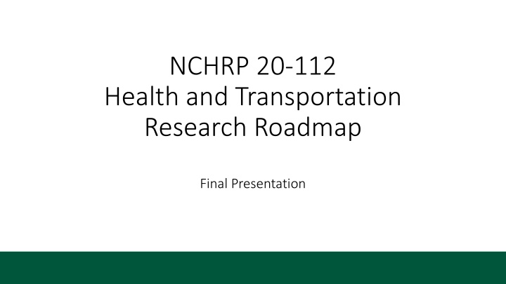 nchrp 20 112 health and transportation research