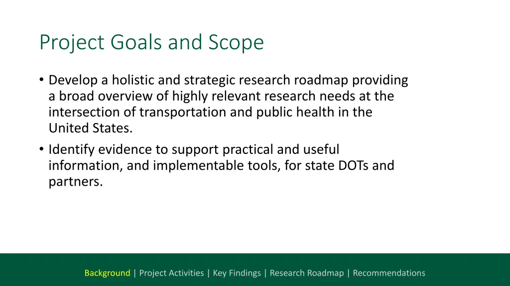 project goals and scope