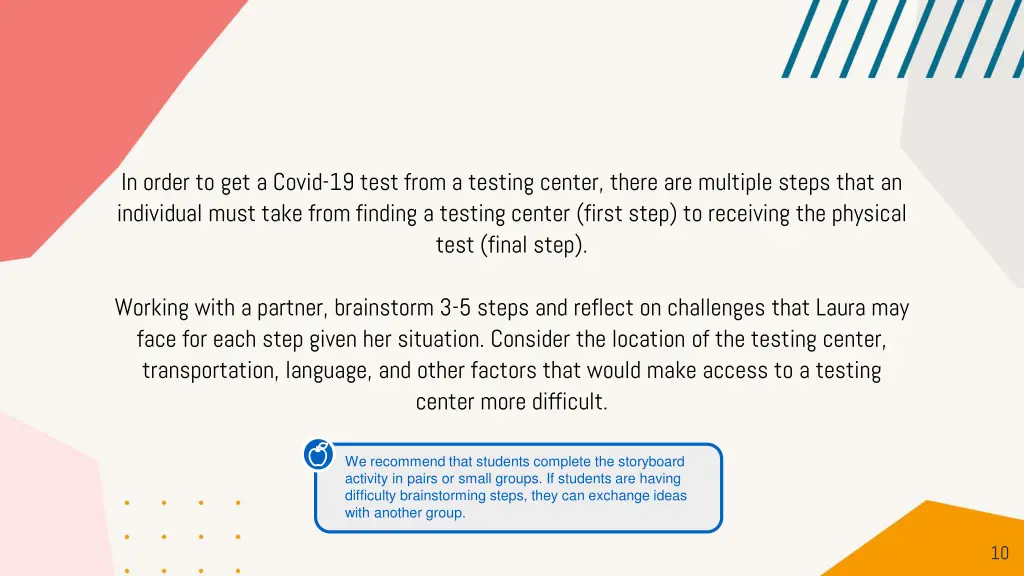 in order to get a covid 19 test from a testing