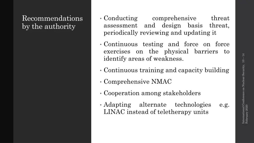 recommendations by the authority