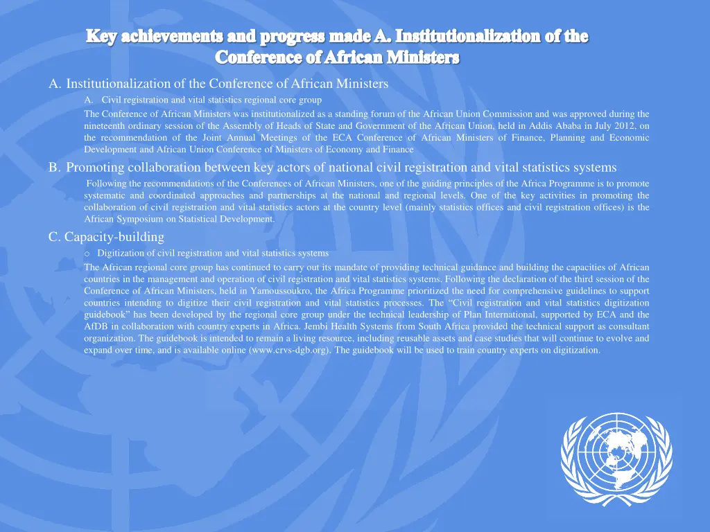 key achievements and progress made