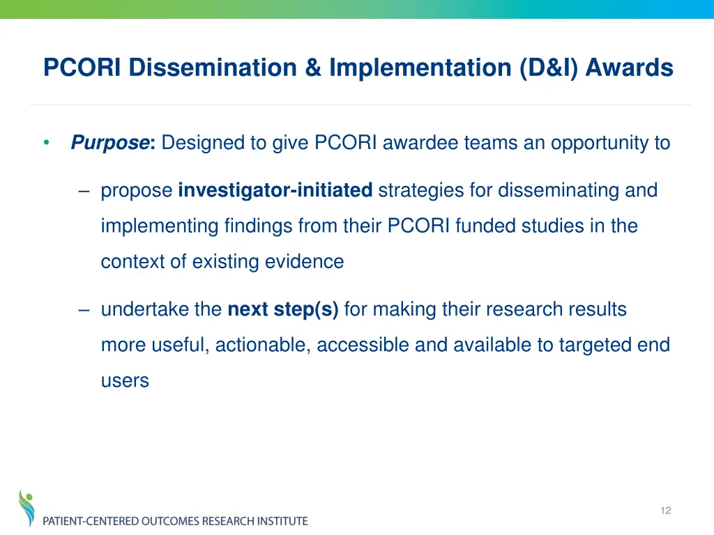 pcori dissemination implementation d i awards