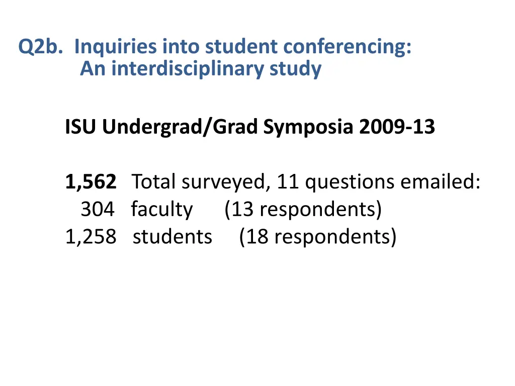 q2b inquiries into student conferencing