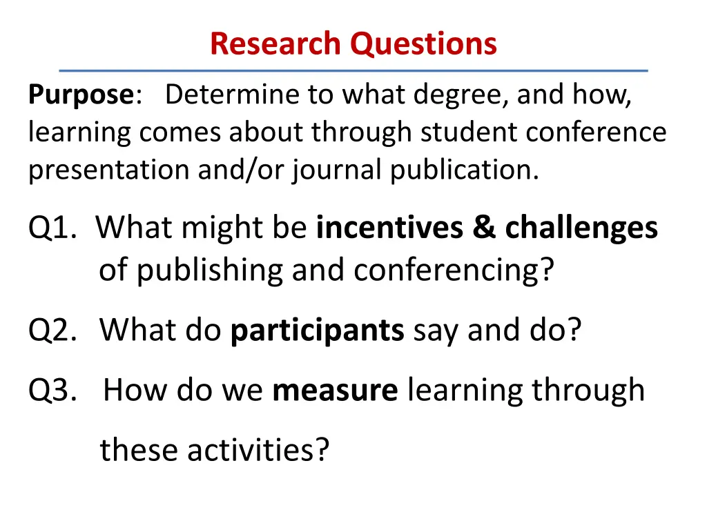 research questions