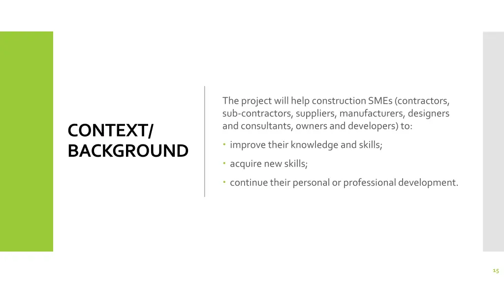 the project will help construction smes