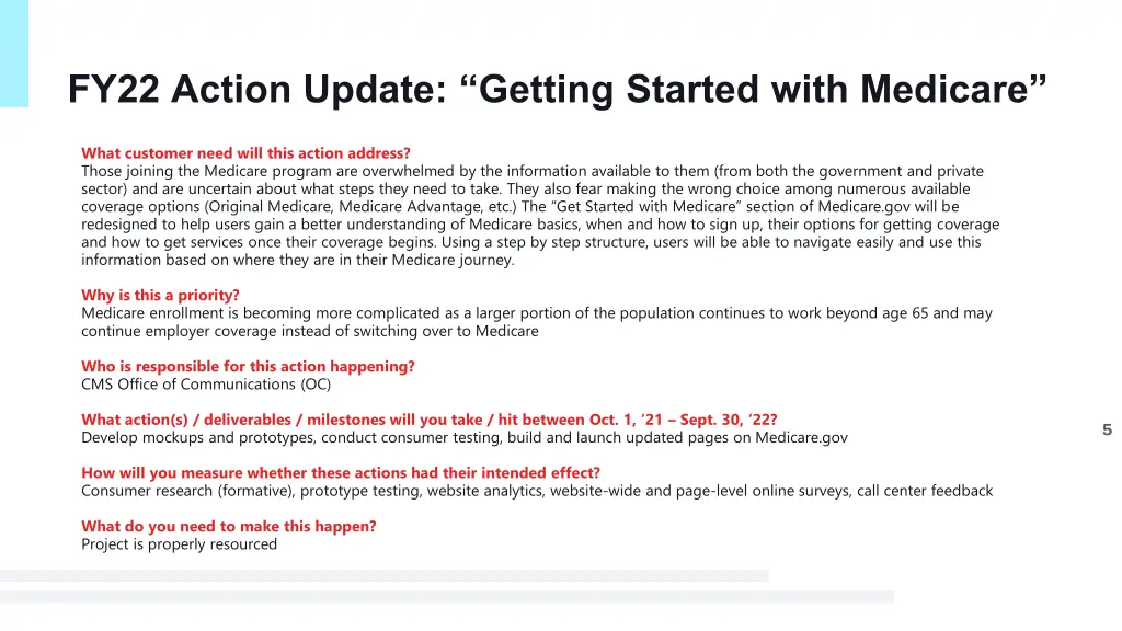 fy22 action update getting started with medicare