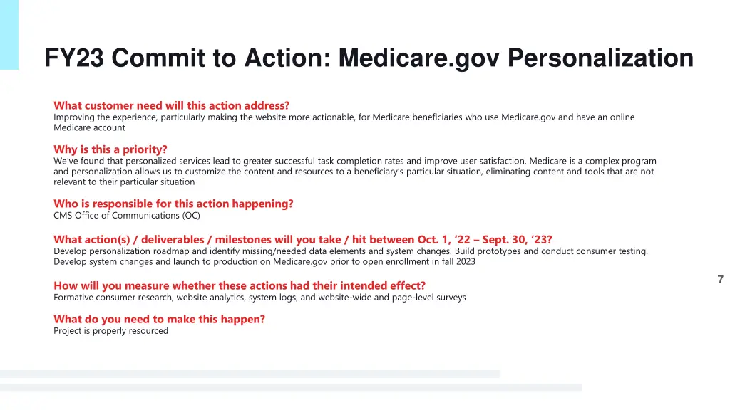 fy23 commit to action medicare gov personalization