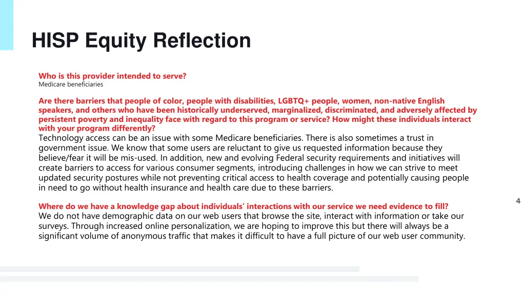 hisp equity reflection