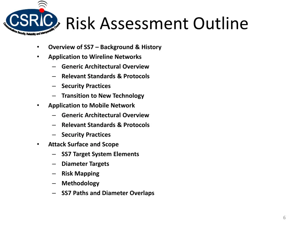 risk assessment outline