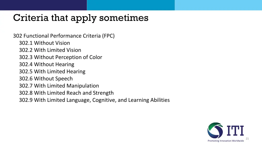 criteria that apply sometimes