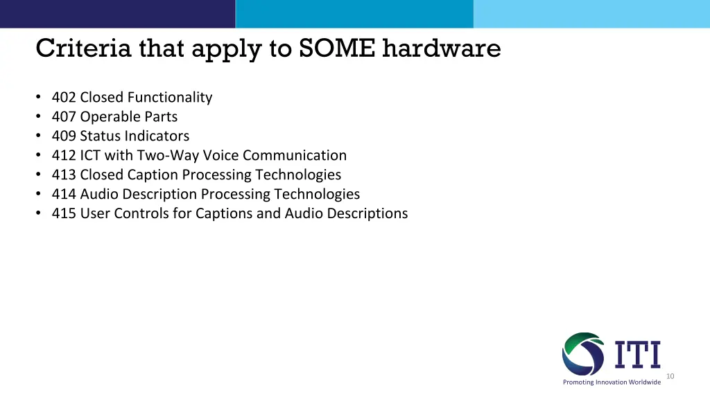 criteria that apply to some hardware