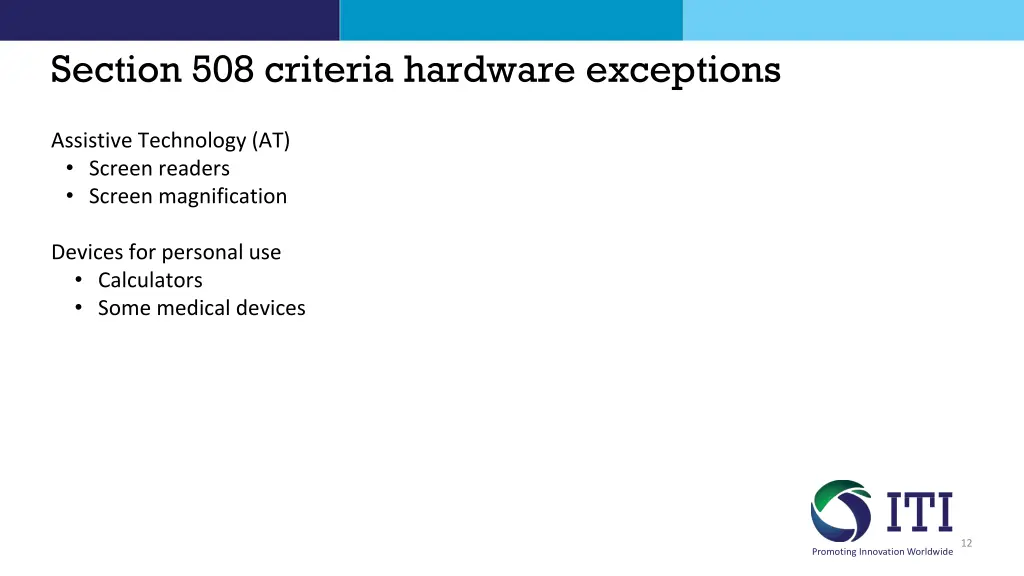section 508 criteria hardware exceptions