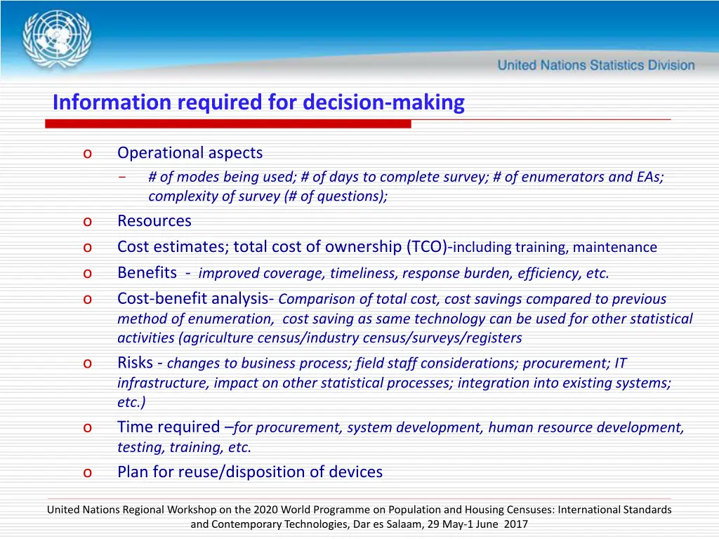 information required for decision making