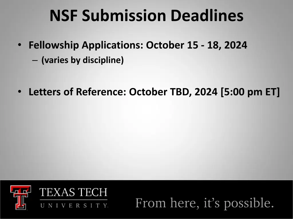 nsf submission deadlines