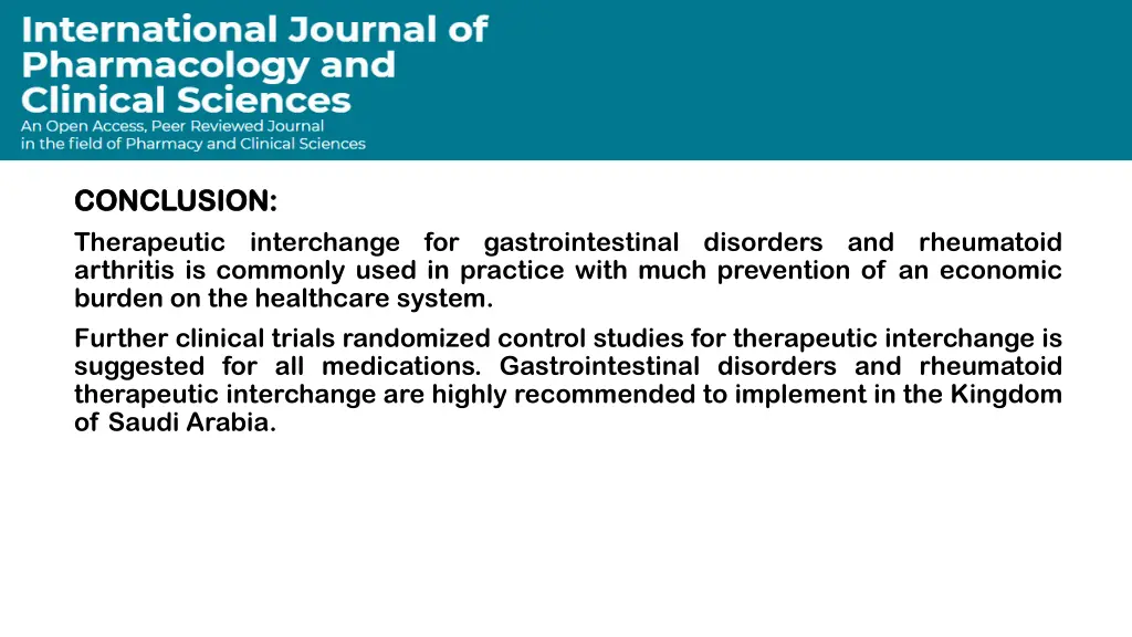 conclusion conclusion therapeutic arthritis