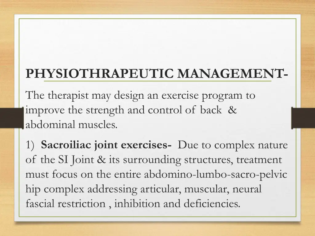 physiothrapeutic management
