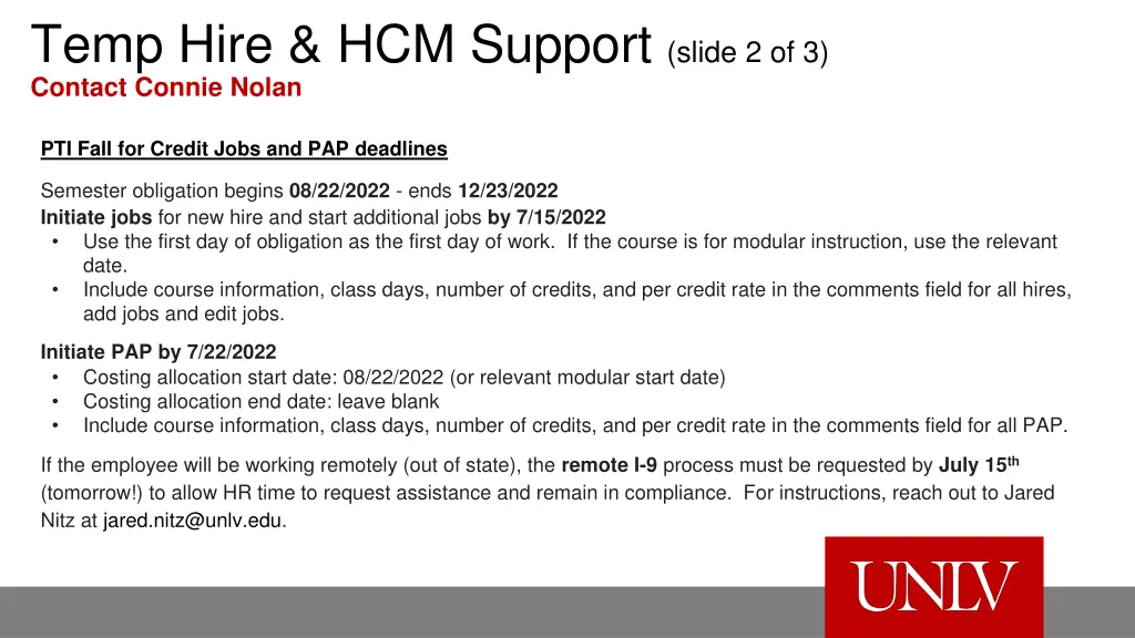 temp hire hcm support slide 2 of 3 contact connie