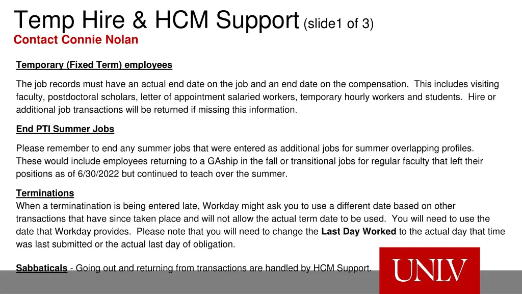 temp hire hcm support slide1 of 3 contact connie