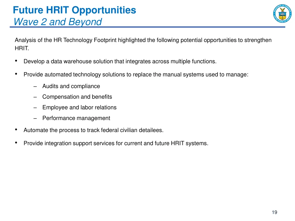 future hrit opportunities wave 2 and beyond
