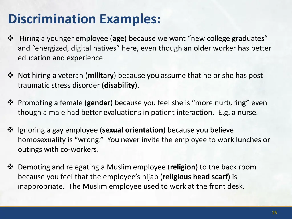 discrimination examples