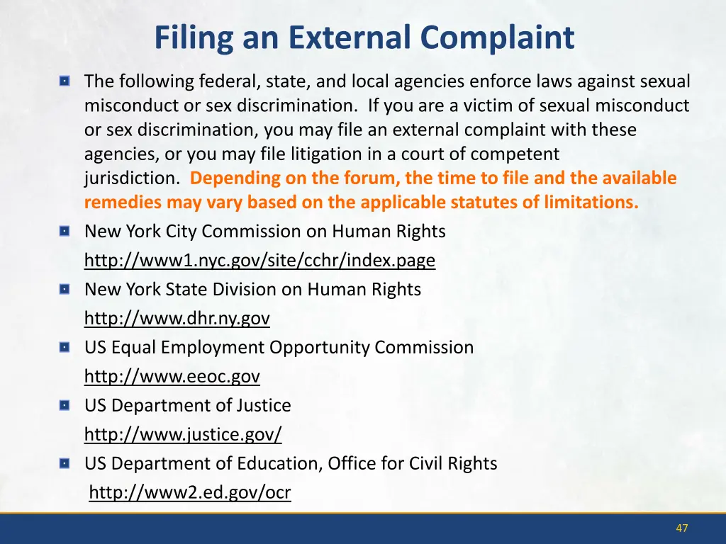 filing an external complaint