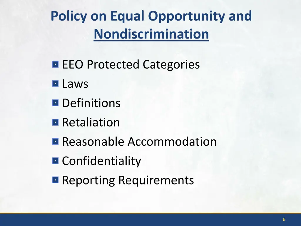 policy on equal opportunity and nondiscrimination