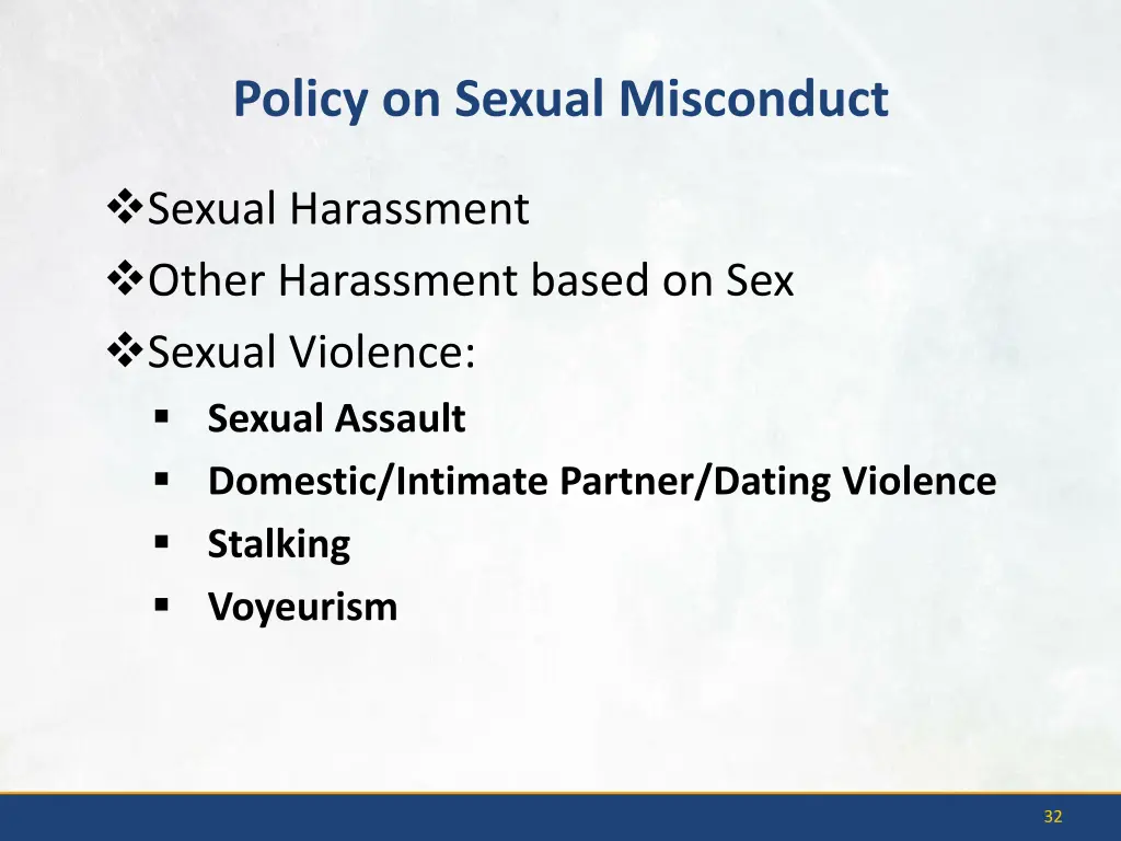 policy on sexual misconduct