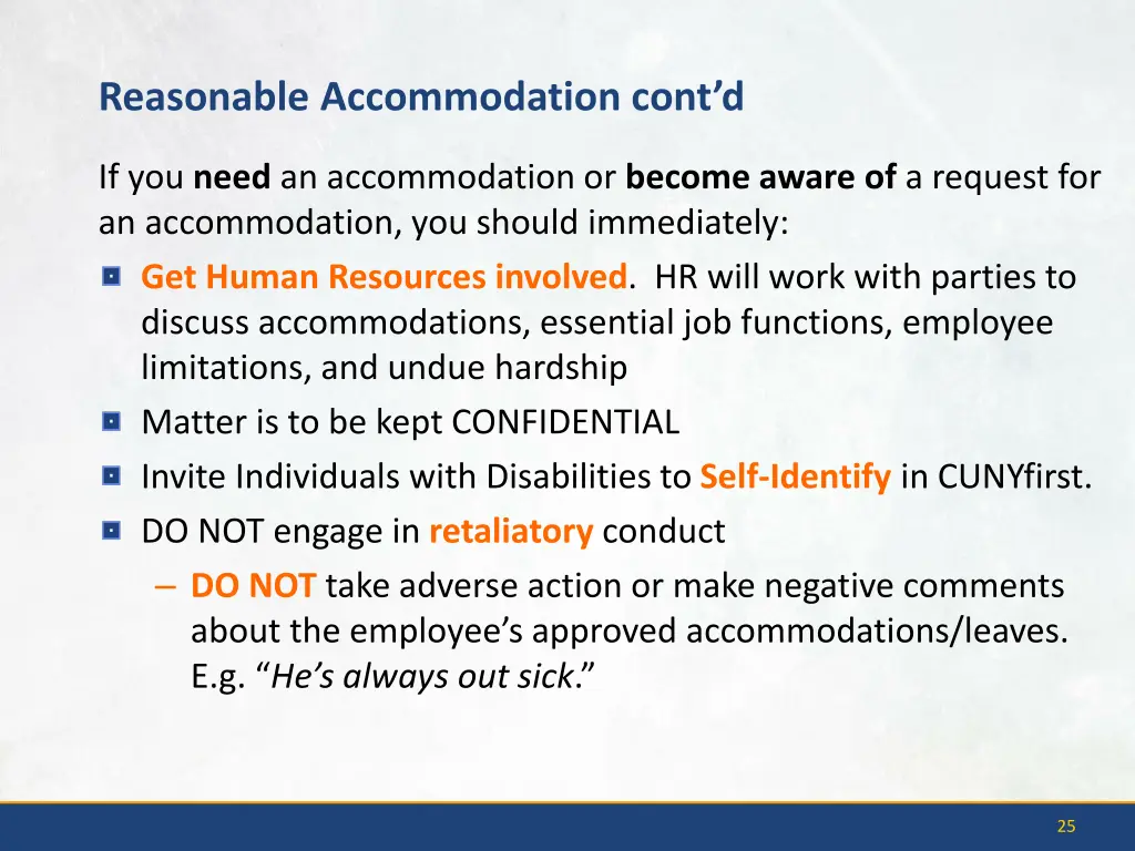 reasonable accommodation cont d