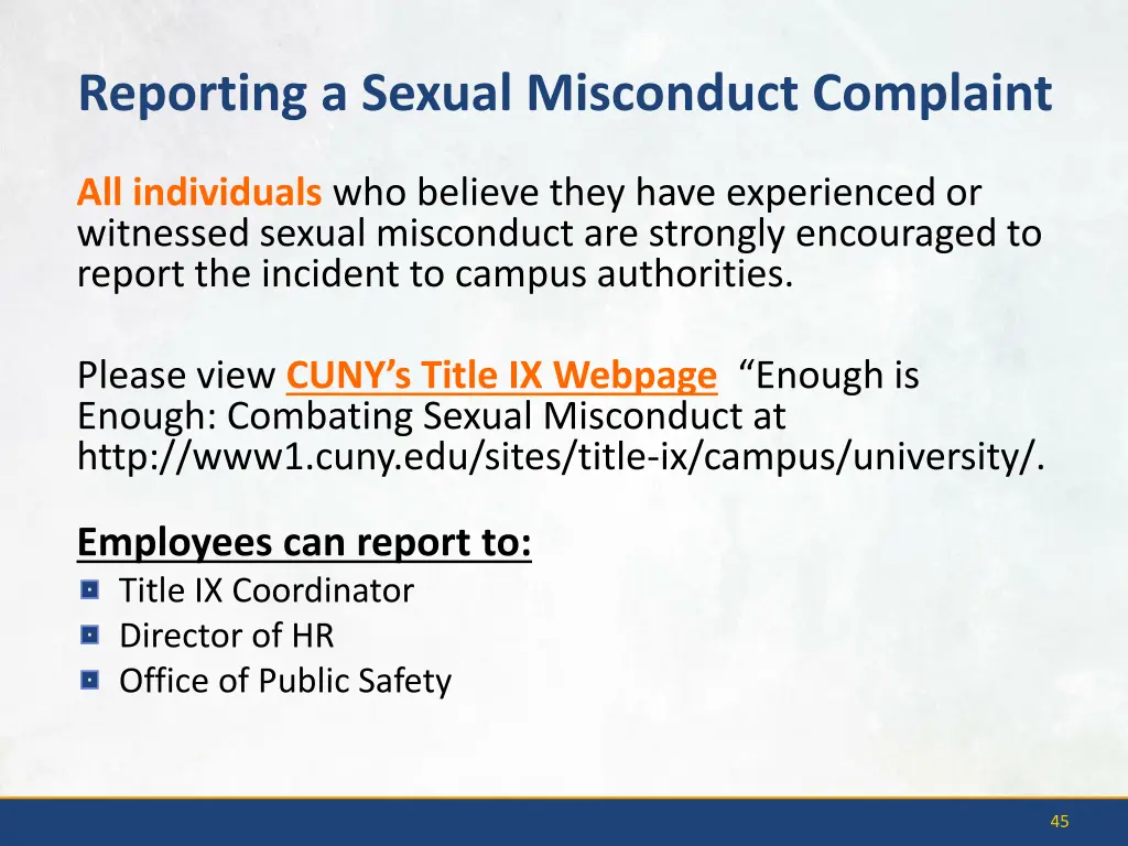 reporting a sexual misconduct complaint