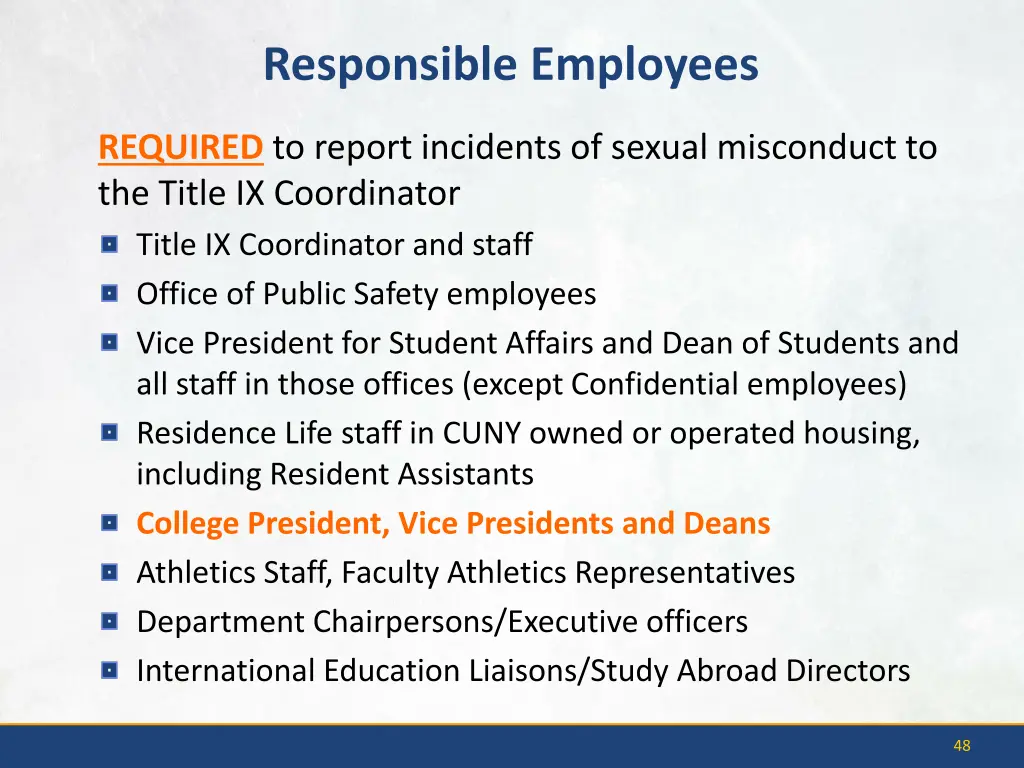 responsible employees