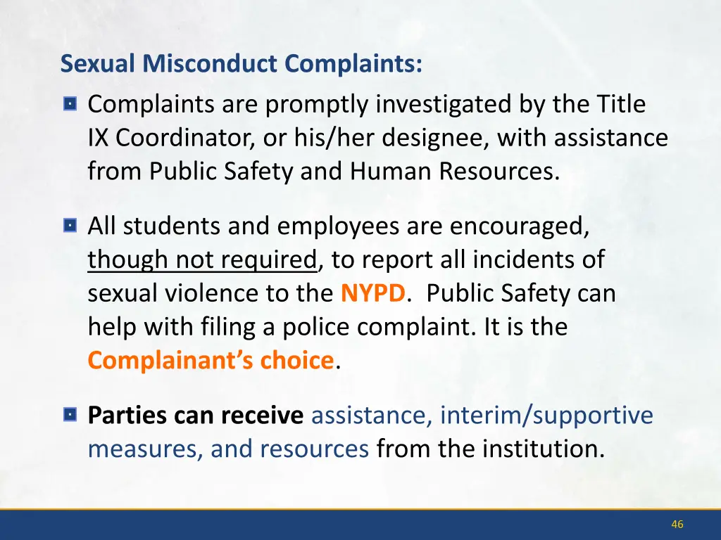 sexual misconduct complaints complaints