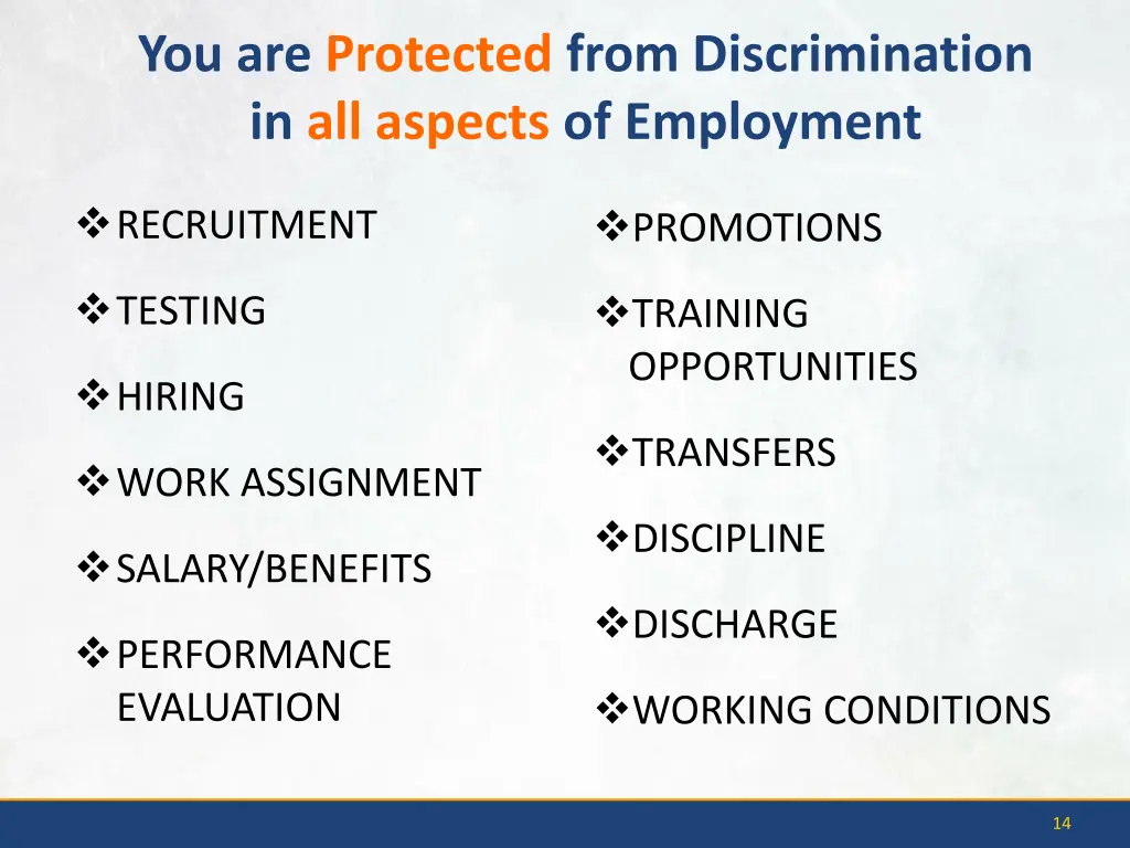 you are protected from discrimination