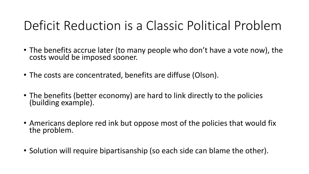 deficit reduction is a classic political problem